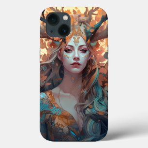 Woman With Antlers Fantasy Art iPhone 13 Case