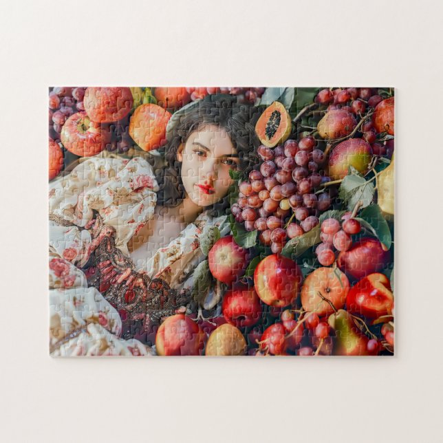 Woman with apples and grapes jigsaw puzzle (Horizontal)