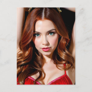 Woman With Beautiful Auburn Hair Postcard