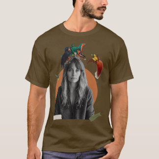 Woman with Birds Abstract Digital Collage T-Shirt