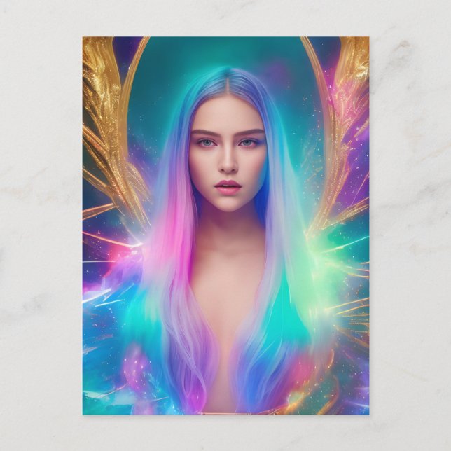 Woman With Blue and Purple Hair Postcard (Front)