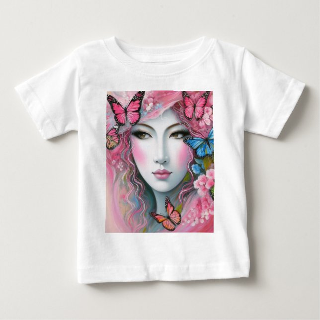 Woman with butterflies baby T-Shirt (Front)