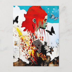 Woman With Butterflies Postcard