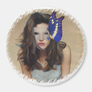 Woman With Butterfly Mask Magnet