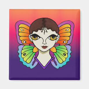 Woman with Butterfly Wings Bright and Colourful Magnet