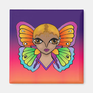 Woman with Butterfly Wings Bright and Colourful Magnet