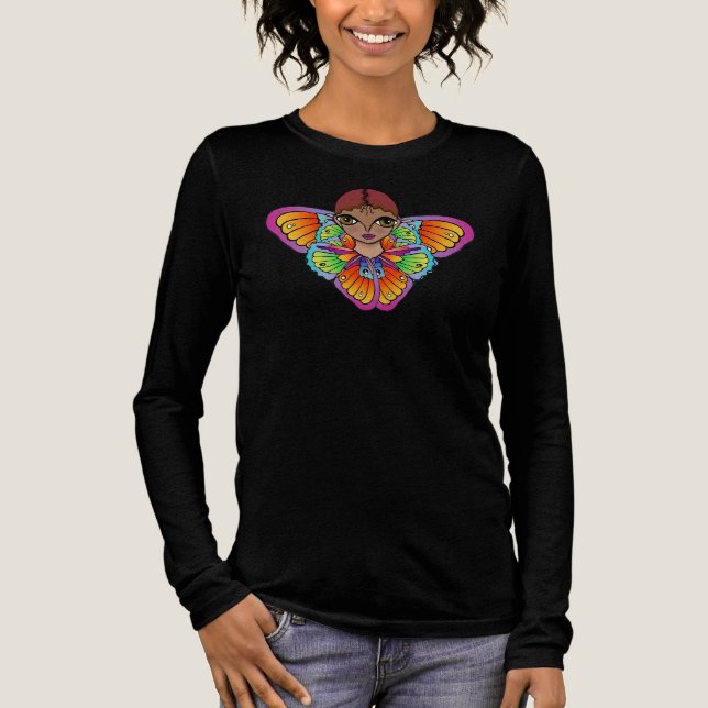 Woman With Butterfly Wings Tri-Blend Shirt (Front)