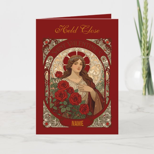 Woman With Cascading Roses Vintage Illustration Card (Front)