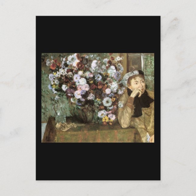 Woman With Chrysanthemum Postcard (Front)
