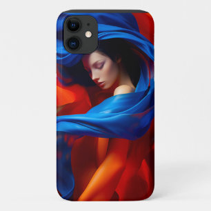 Woman with Cobalt Blue Veil on Orange background Case-Mate iPhone Case