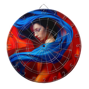 Woman with Cobalt Blue Veil on Orange background Dartboard