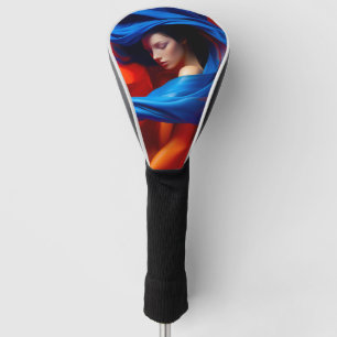 Woman with Cobalt Blue Veil on Orange background Golf Head Cover