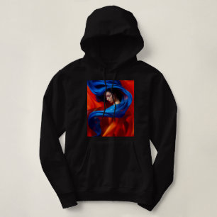 Woman with Cobalt Blue Veil on Orange background Hoodie