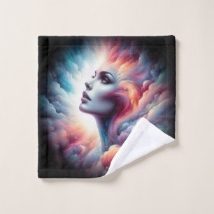 Woman with Cosmic Aura Hair Bath Towel Set