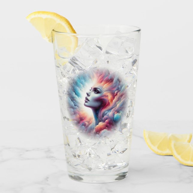 Woman with Cosmic Aura Hair Glass (Front Ice)