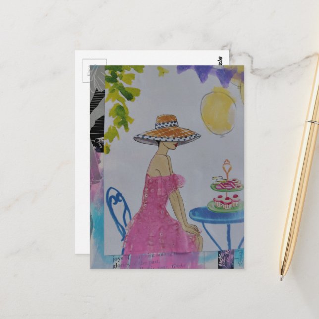 Woman with cupcakes collage postcard (Front/Back In Situ)