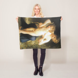 Woman with Cupid, Bouguereau Fleece Blanket