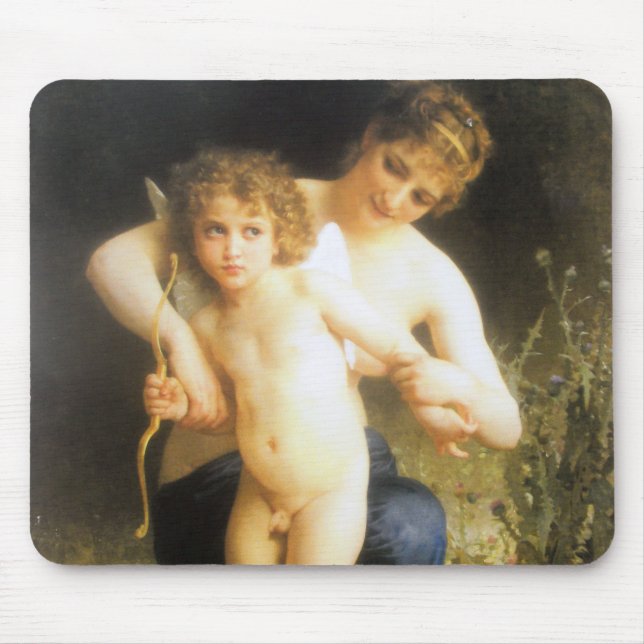 Woman with Cupid, Bouguereau Mouse Pad (Front)