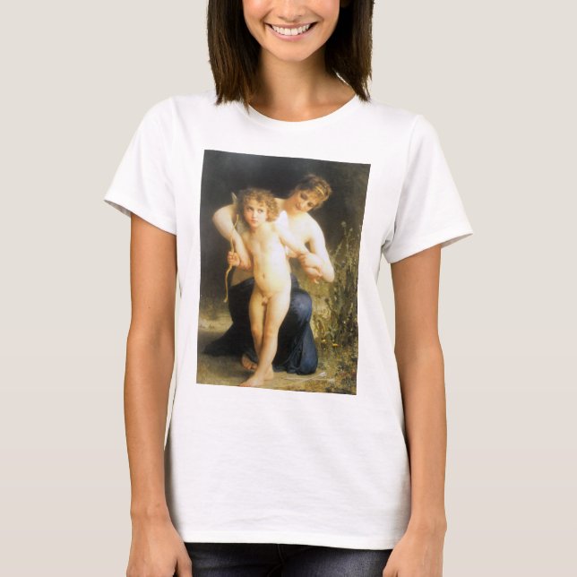 Woman with Cupid, Bouguereau T-Shirt (Front)