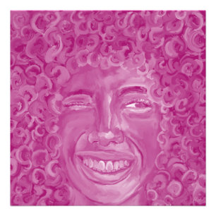 Woman with Curly Hair in Pink Photo Print