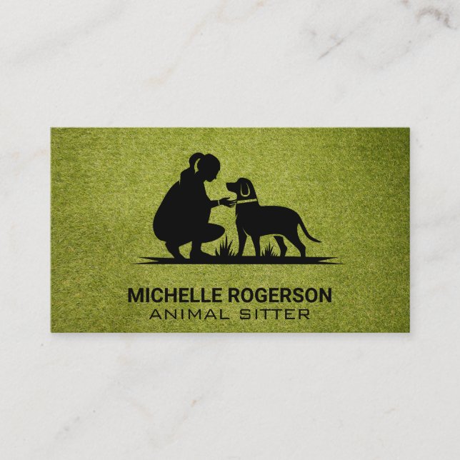 Woman with Dog | Animal Services Business Card (Front)