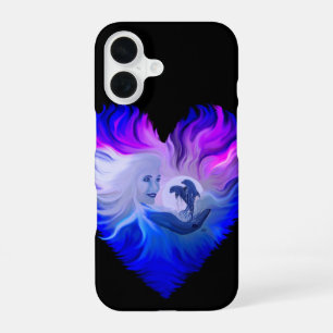 Woman with Dolphins in the Moonlight iPhone 16 Case