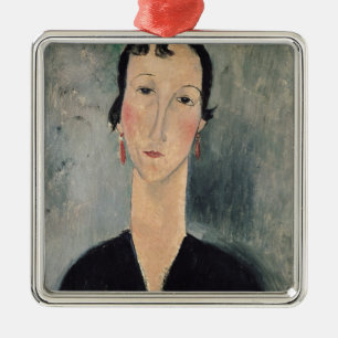 Woman with Earrings Metal Tree Decoration