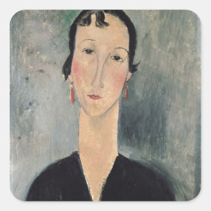 Woman with Earrings Square Sticker