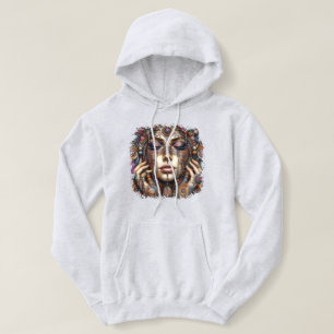 Woman with Elaborate Tribal-Inspired Ornamentation Hoodie