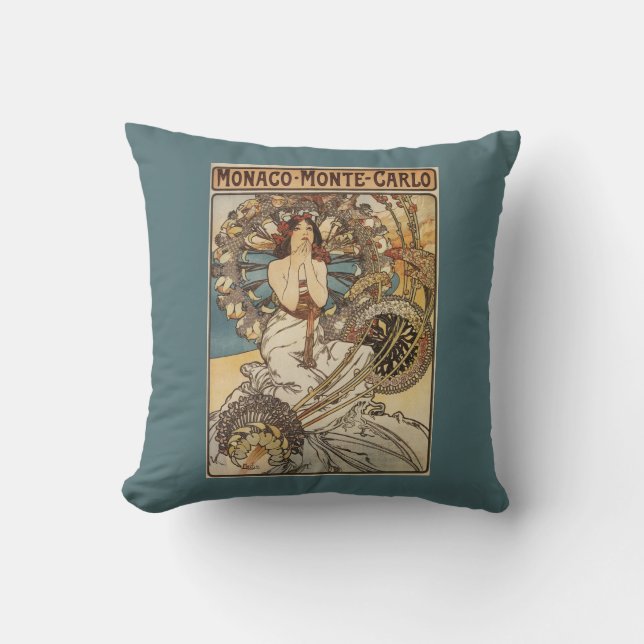 Woman with Feathers - PLM Railway Travel Poster Cushion (Front)