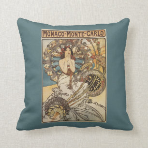 Woman with Feathers - PLM Railway Travel Poster Cushion