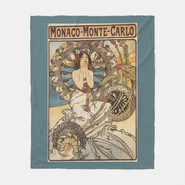 Woman with Feathers - PLM Railway Travel Poster Fleece Blanket (Front)