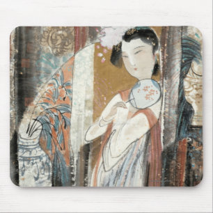 Woman with Floral Hairpin Mouse Pad