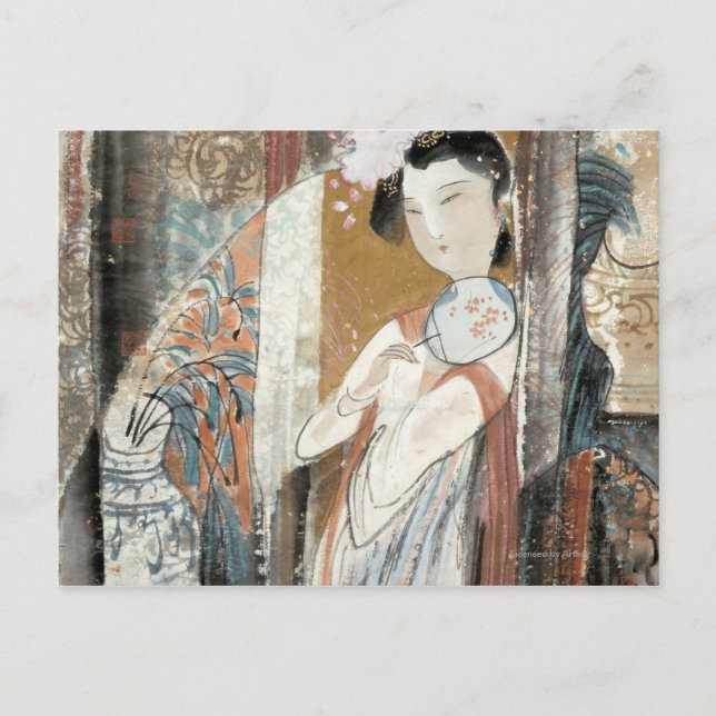 Woman with Floral Hairpin Postcard (Front)