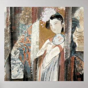 Woman with Floral Hairpin Poster