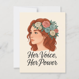 Woman with Floral Headpiece, Female Empowerment Postcard