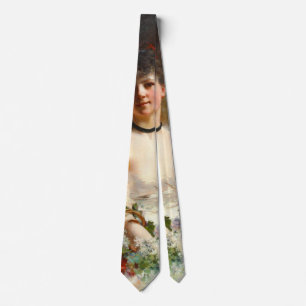 Woman with Flower Basket 1850 Tie