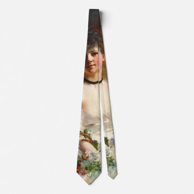 Woman with Flower Basket 1850 Tie (Front)