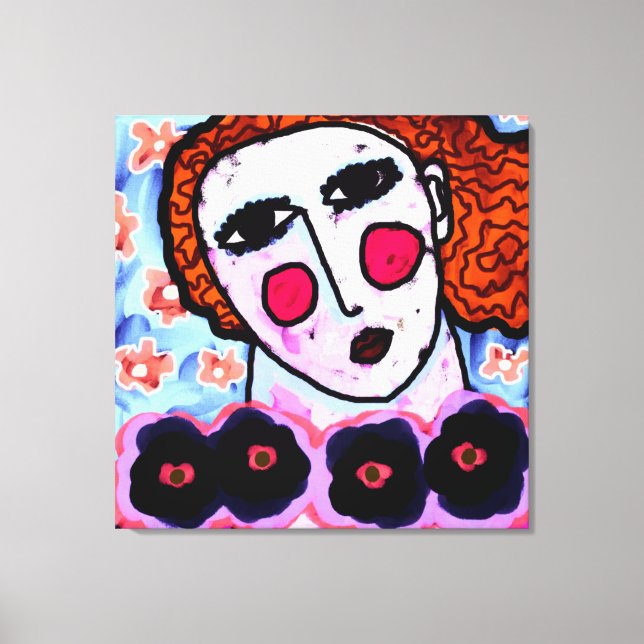 Woman with Flowers Abstract Digital Painting Canvas Print (Front)