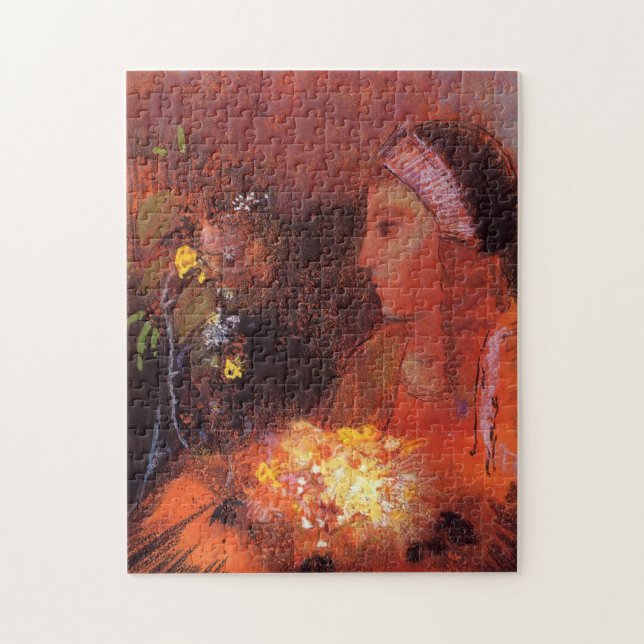 Woman with Flowers by Odilon Redon Jigsaw Puzzle (Vertical)