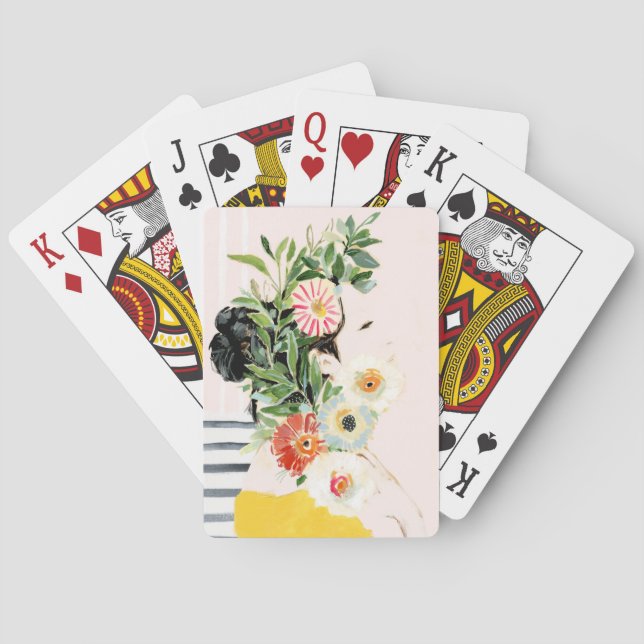 Woman with Flowers Playing Cards (Back)