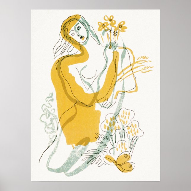 Woman with Flowers Poster (Front)