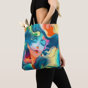 Woman with Flowing Hair Tote Bag