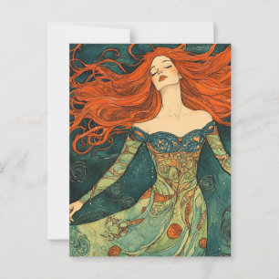 Woman With Flowing Red Hair Postcard