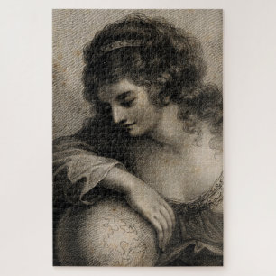 Woman with Globe Vintage Jigsaw Puzzle