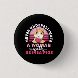 Woman with Guinea Pig Cavy Roddent 3 Cm Round Badge