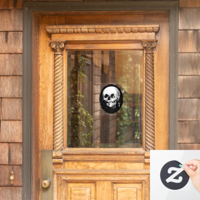 Woman With Halloween Cranium Reflection In Mirror (Home Door)