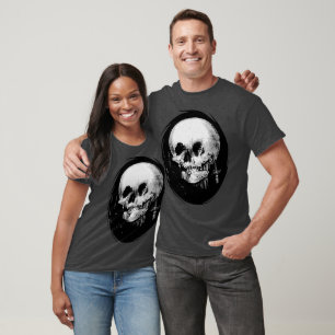 Woman With Halloween Cranium Reflection In Mirror T-Shirt