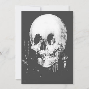 Woman with Halloween Skull Reflection In Mirror Card