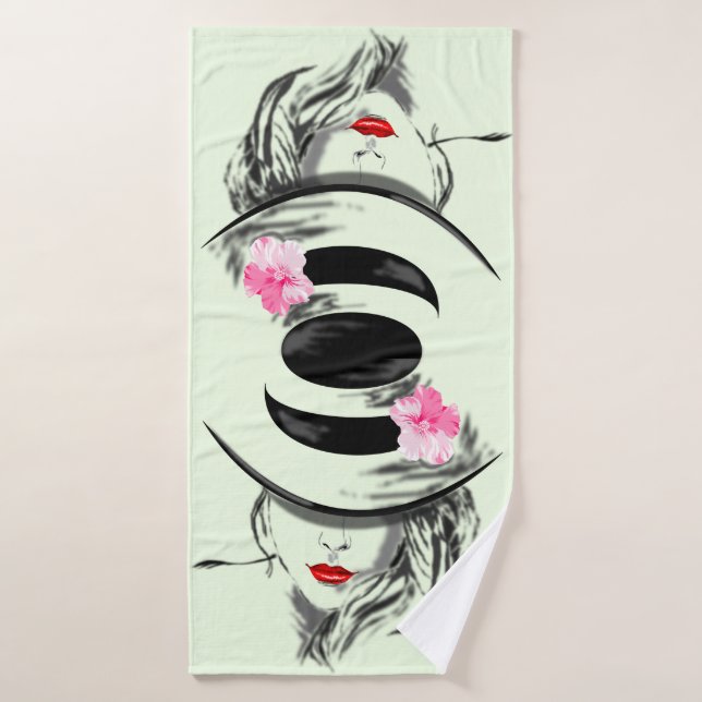 Woman with Hat Bath Towel - Custom Colours (Bath Towel)